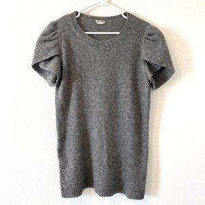 MIU MIU Knit Sweater Top Wool Tunic Gray Short Tulip Sleeves Women's Size M